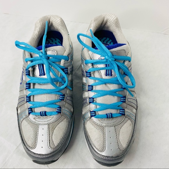 Skechers Shape-Up White Blue Athletic Shoes - Picture 3 of 11